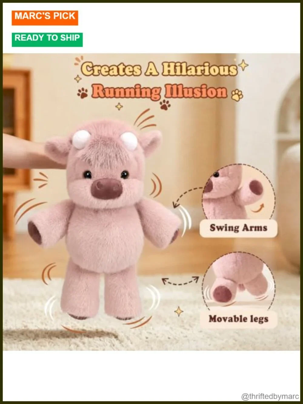Interactive Highland Cow Plush Toy, Movable Legs, Soft PP Cotton, 16.5